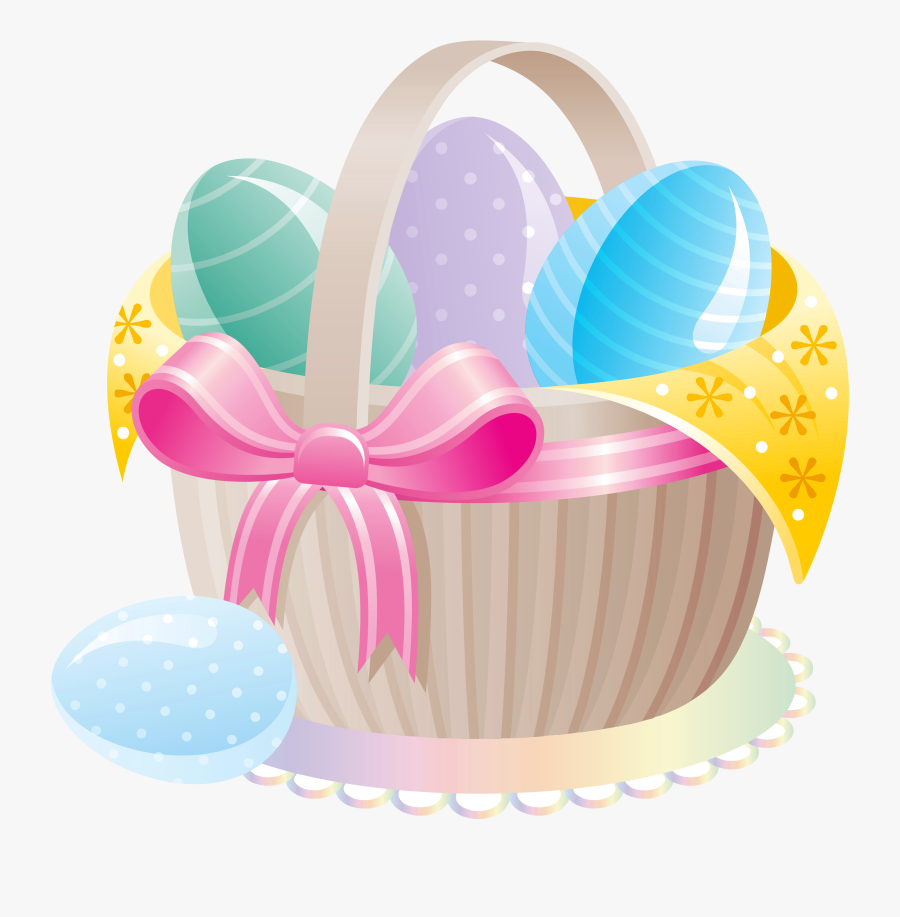 Delicate Basket With Easter Eggs Png Clipart - Easter Basket Clipart Free, Transparent Clipart