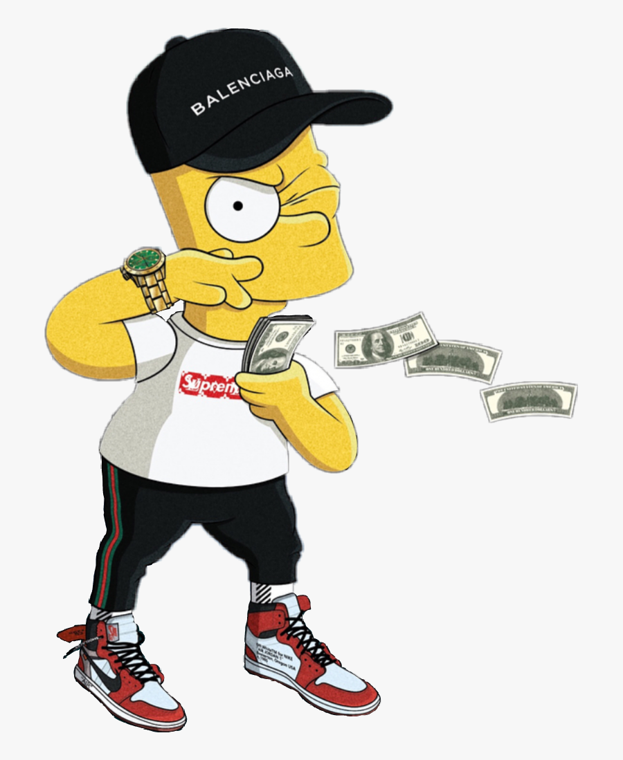 #bart #supreme #money #trap #rich #lifestyle #yeezy - Bart Simpson Png Trap, Transparent Clipart