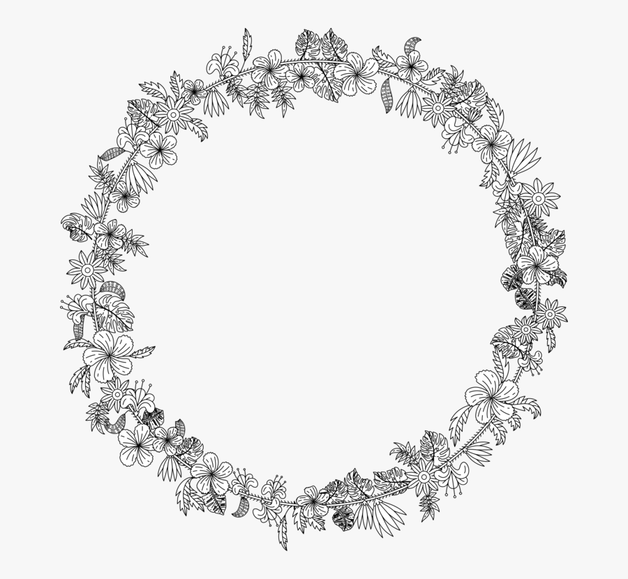 Jewellery,body Jewelry,necklace - Clip Art Black And White Flower Wreath, Transparent Clipart
