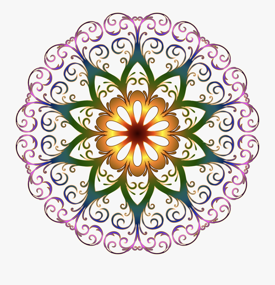 Clipart Prismatic Flourish Snowflake No Background - Floral Round Design Png, Transparent Clipart