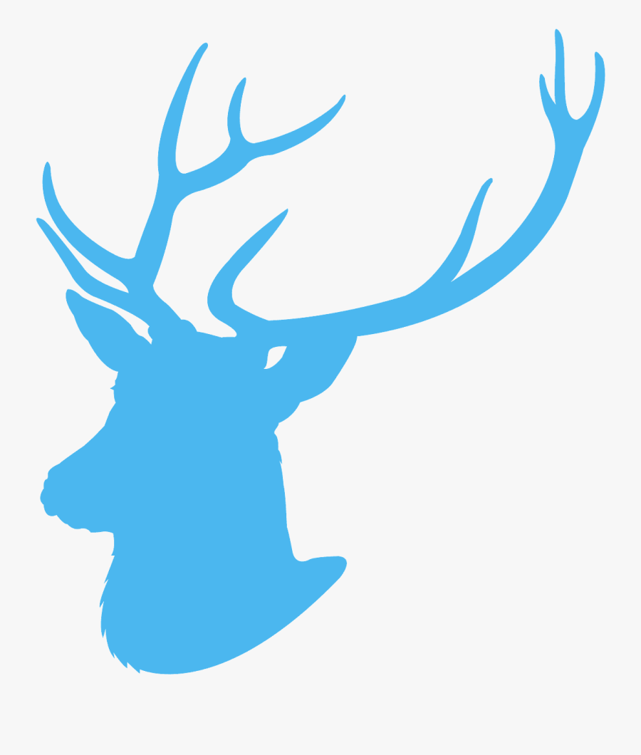 Blue Deer Head Silhouette, Transparent Clipart