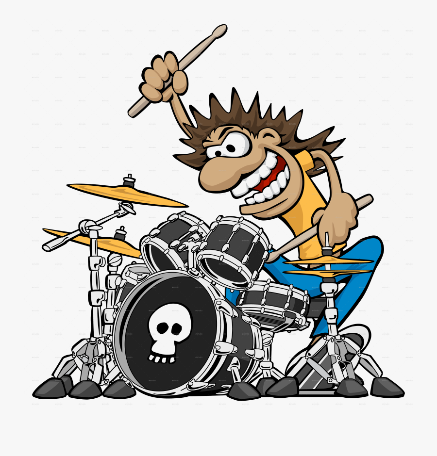 Drum Clipart Vector - Cartoon Playing The Drums, Transparent Clipart