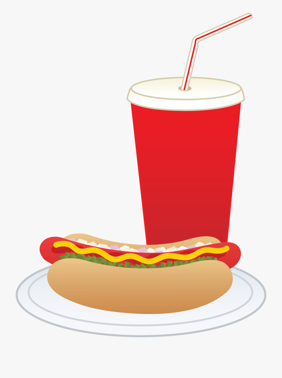 Hotdog - Clipart - Hot Dogs And Soda, Transparent Clipart
