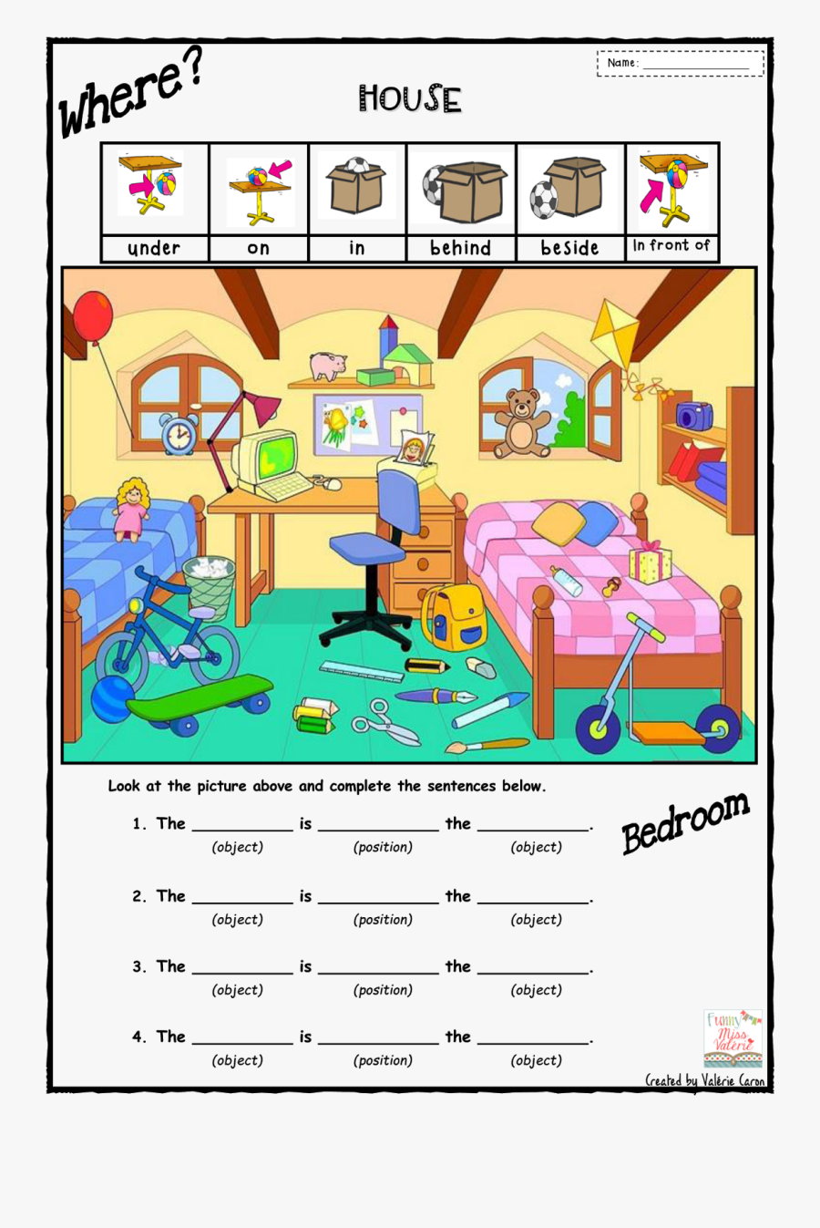 Location Clipart School Room - Prepositions Of Place House, Transparent Clipart