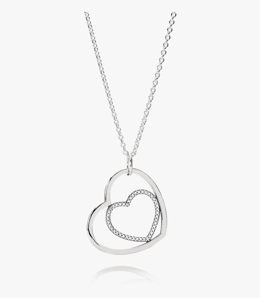 Heart Locket Png Clipart - Two Hearts Silver Necklace Pandora, Transparent Clipart