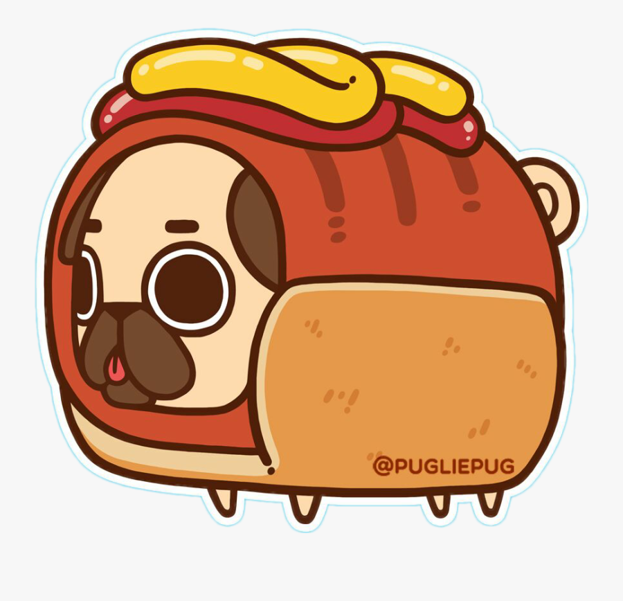 #pug #dog #hotdog - Pug In A Hot Dog, Transparent Clipart