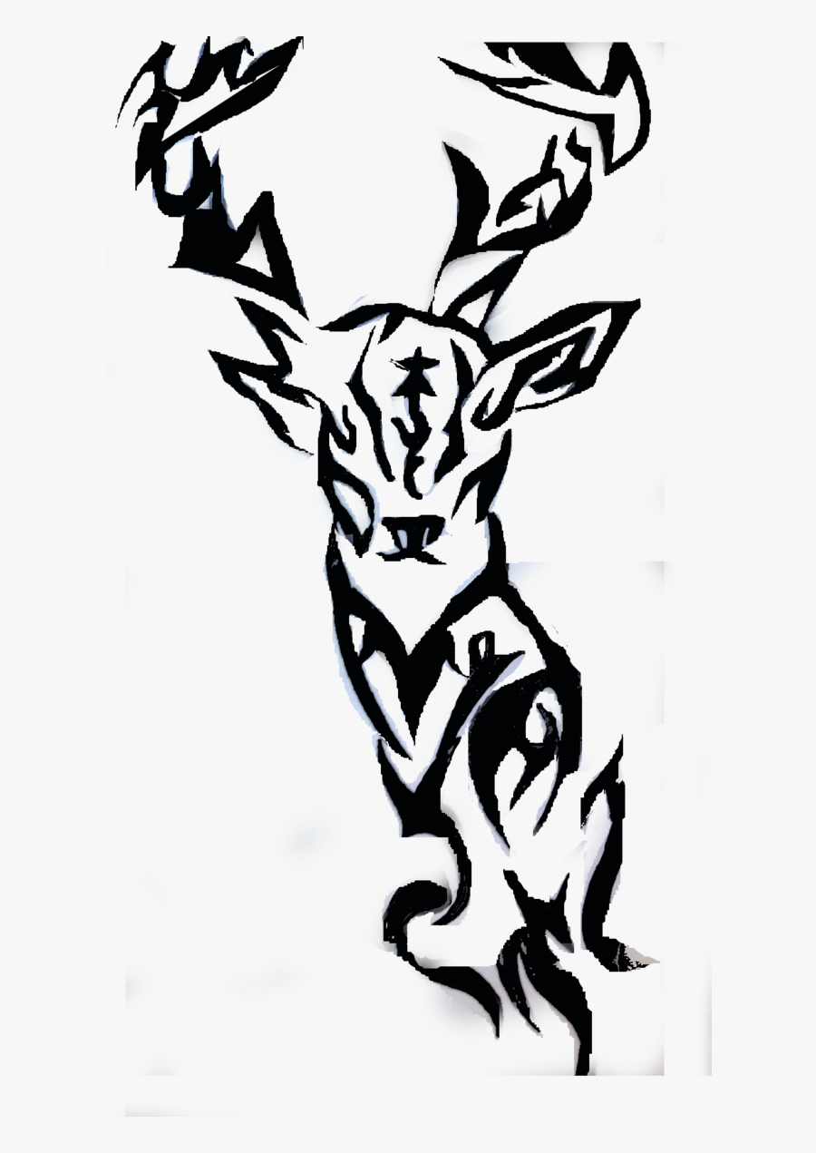 Deer Tribal Drawing Clipart White-tailed Deer Clip - Heart Tribal Tattoo Transparent, Transparent Clipart