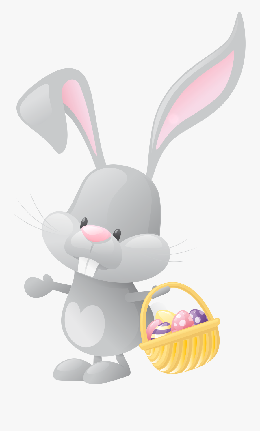 Transparent Rabbit Ears Png - Easter Bunny With Basket Clip Art, Transparent Clipart