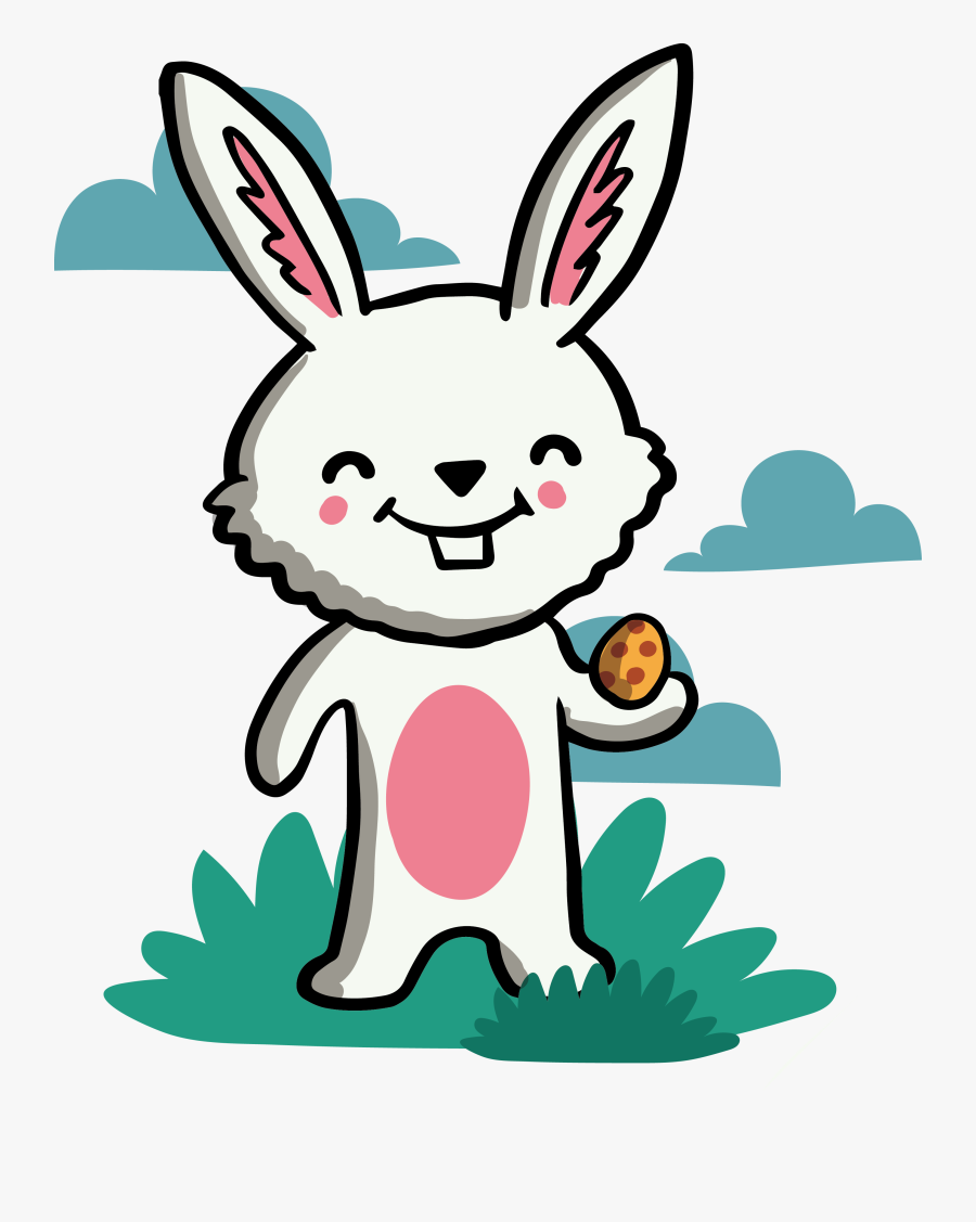 Clip Art Rabbit White Material - White Rabbit Cartoon Png, Transparent Clipart