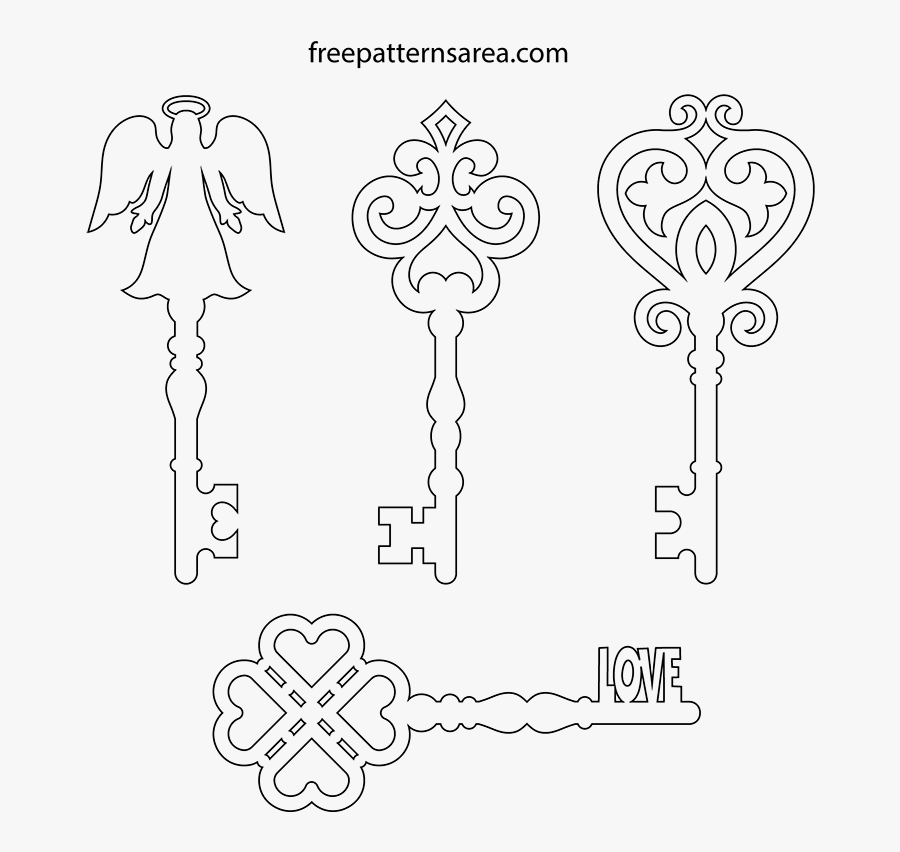 Old Key Clipart Vectors - Key Template, Transparent Clipart