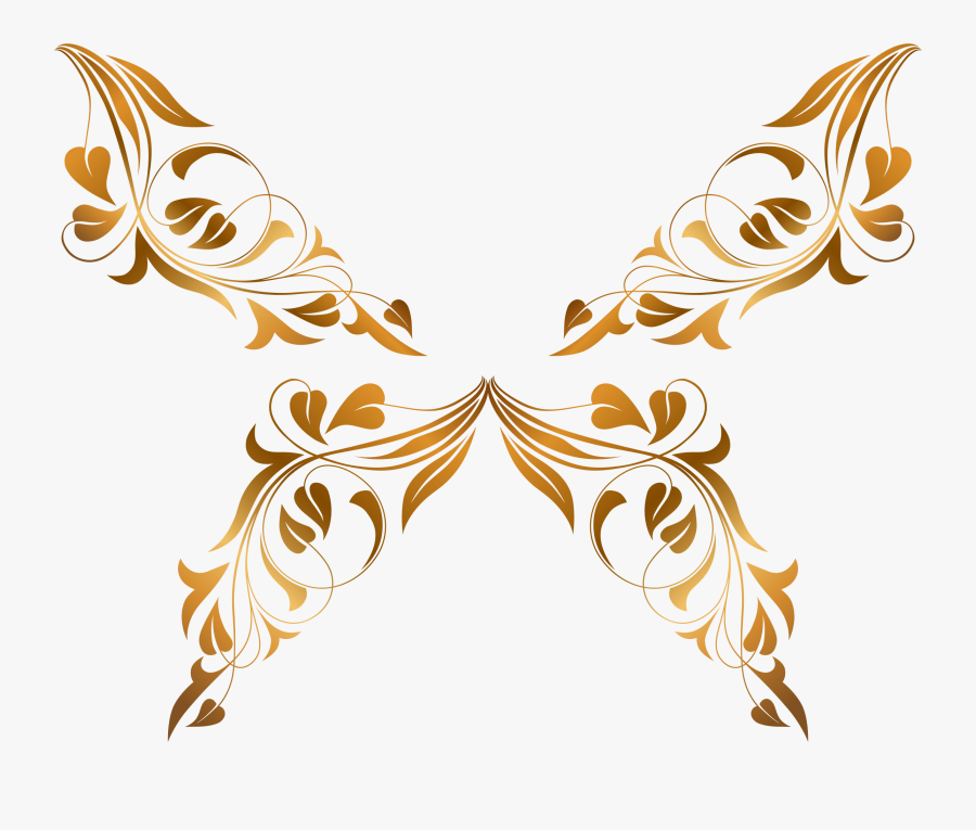 Clipart Floral Flourish Butterfly Clipart - Clip Art, Transparent Clipart
