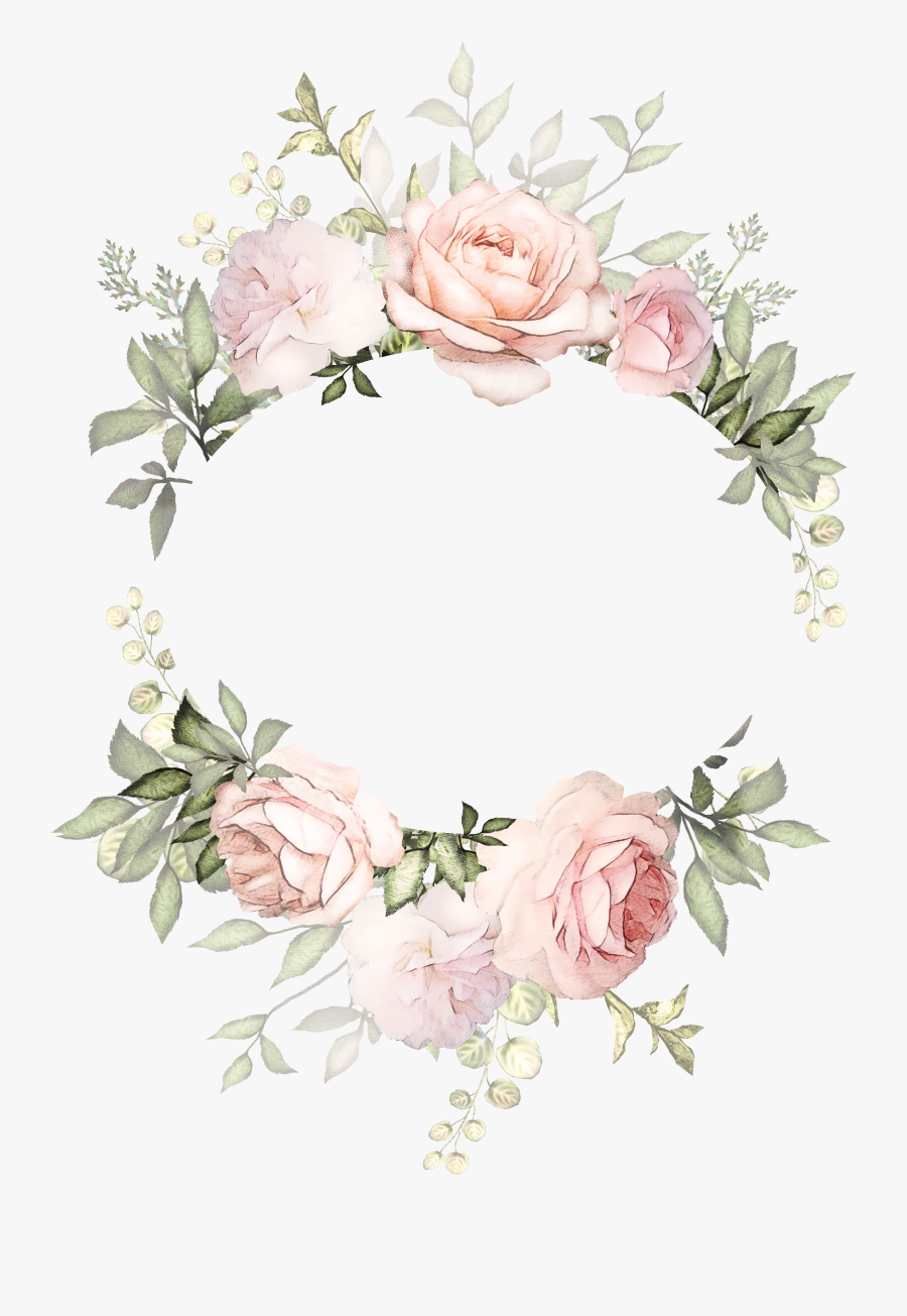 Flower Wreath Illustration Design Invitation Floral - Vintage Flowers Frame Png, Transparent Clipart