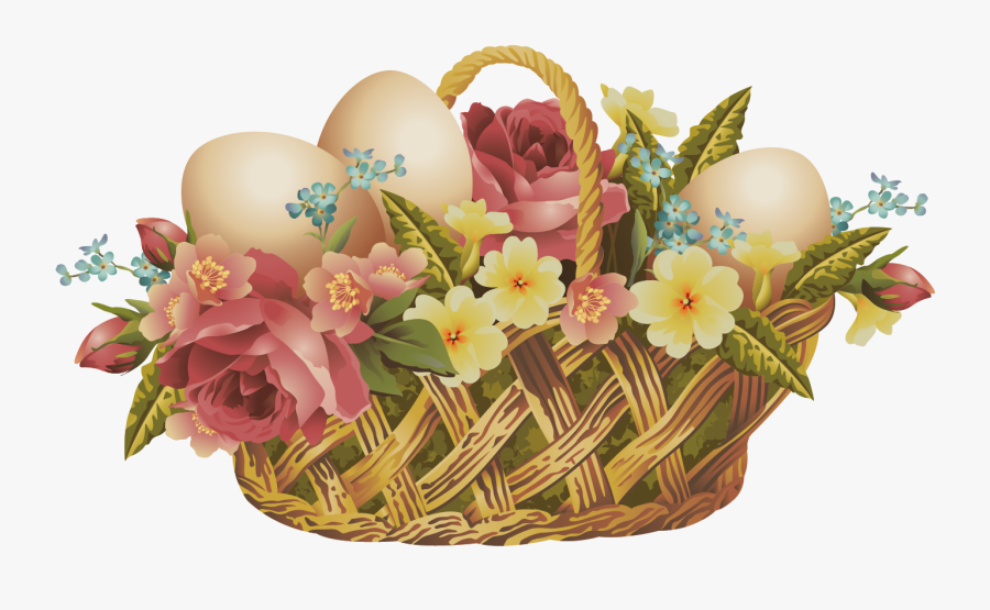 Easter Bunny Easter Basket Clip Art - Vintage Happy Easter, Transparent Clipart