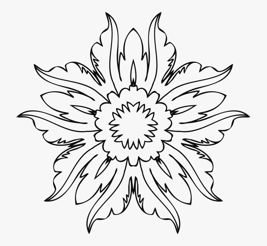 Symmetry,monochrome Photography,petal - Flower Line Art Png, Transparent Clipart