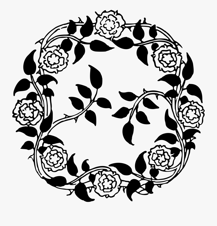 Clipart - - זר פרחים שחור לבן, Transparent Clipart