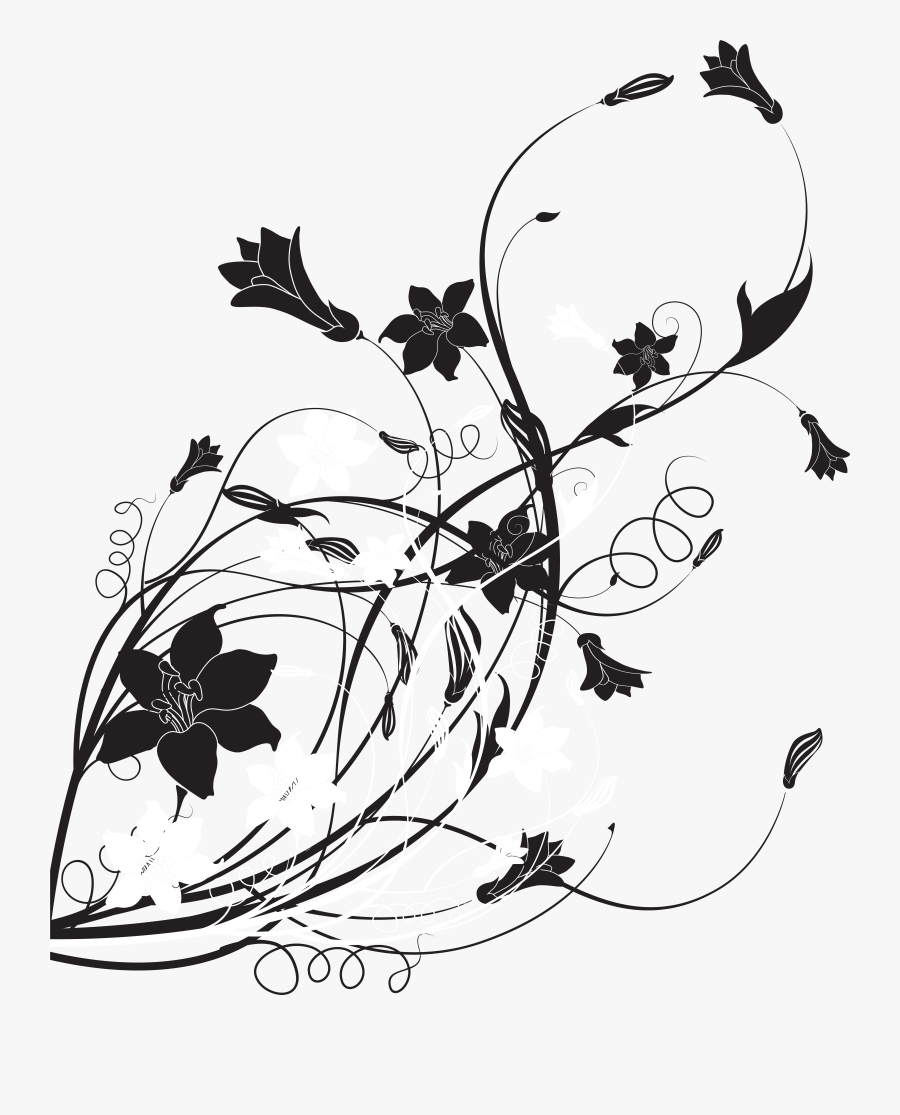 Clip Art Floral Clipart Black And White, Transparent Clipart