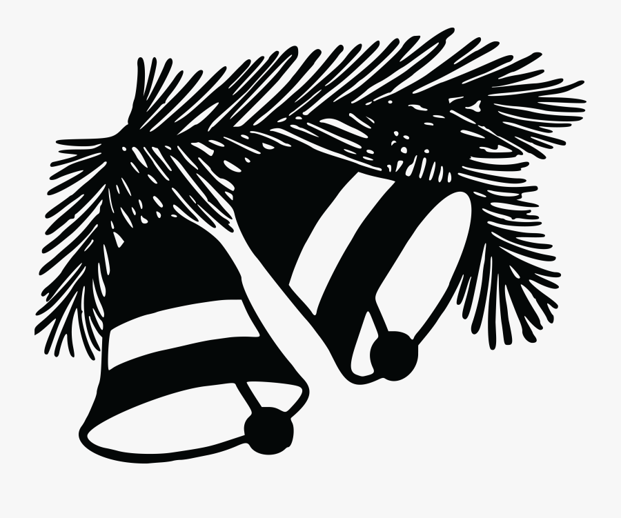 Free Clipart Of A Branch And Christmas Bells - Jingle Bells Black And White, Transparent Clipart