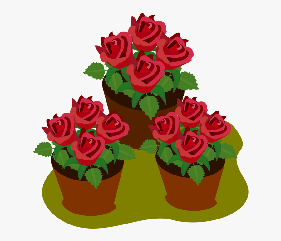 Transparent Floral Clipart - Simple Rose Flower Pot Drawing, Transparent Clipart