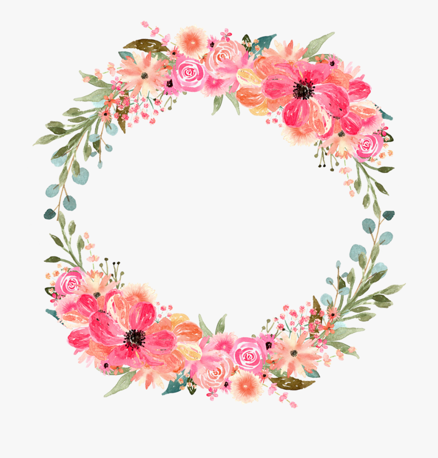Watercolor Wreath - Circle Of Flowers Clipart, Transparent Clipart