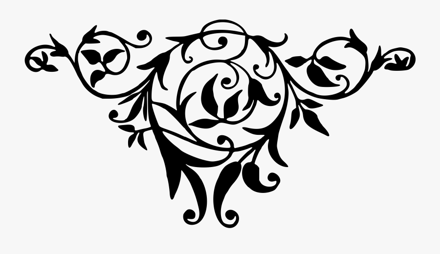 Floral Design Black And White Flower Art - Black Floral Design Png, Transparent Clipart