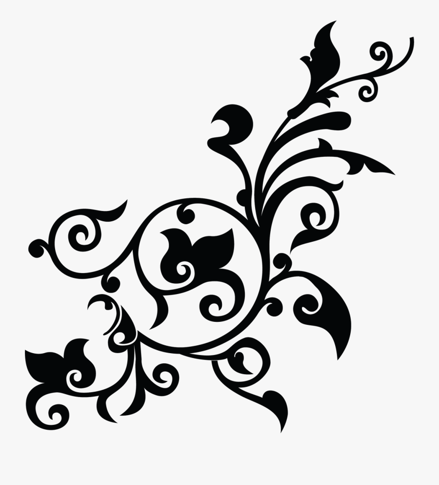 Floral Bunga Png Black And White Clipart Image - Flower Pattern Png, Transparent Clipart