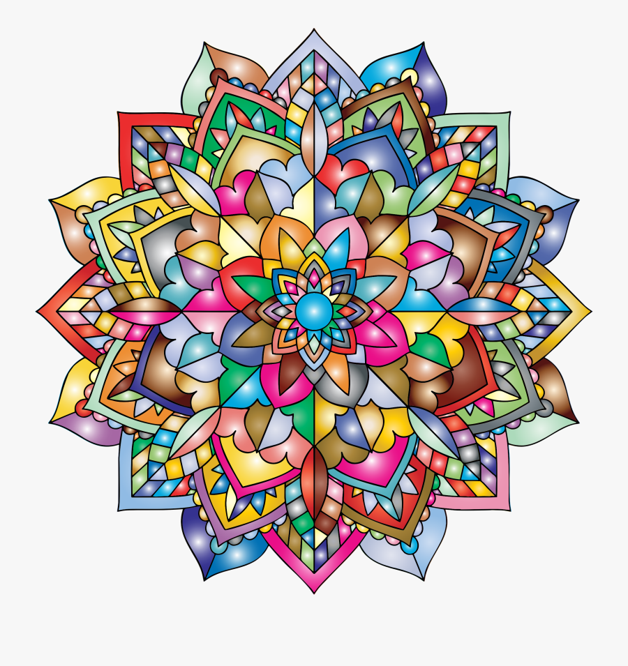 Prismatic Floral Mandala Line Art 3 Clip Arts - Mandala Png, Transparent Clipart