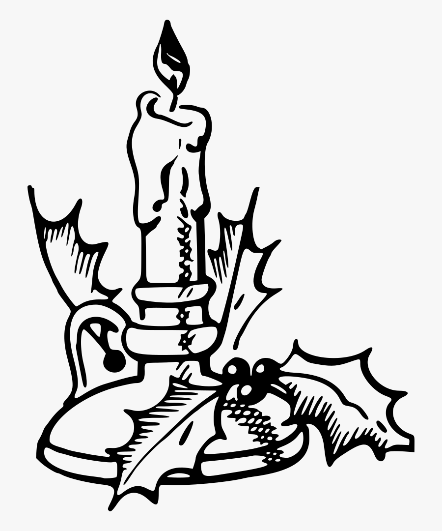 Clip Art Christmas Candle Clip Art Black And White - Christmas Candle Clip Art Black And White, Transparent Clipart