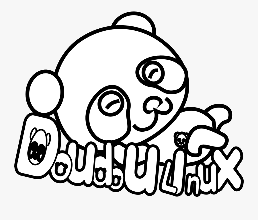 Doudoulinux Panda Black White Line Art Christmas Xmas - Mewarnai Panda, Transparent Clipart
