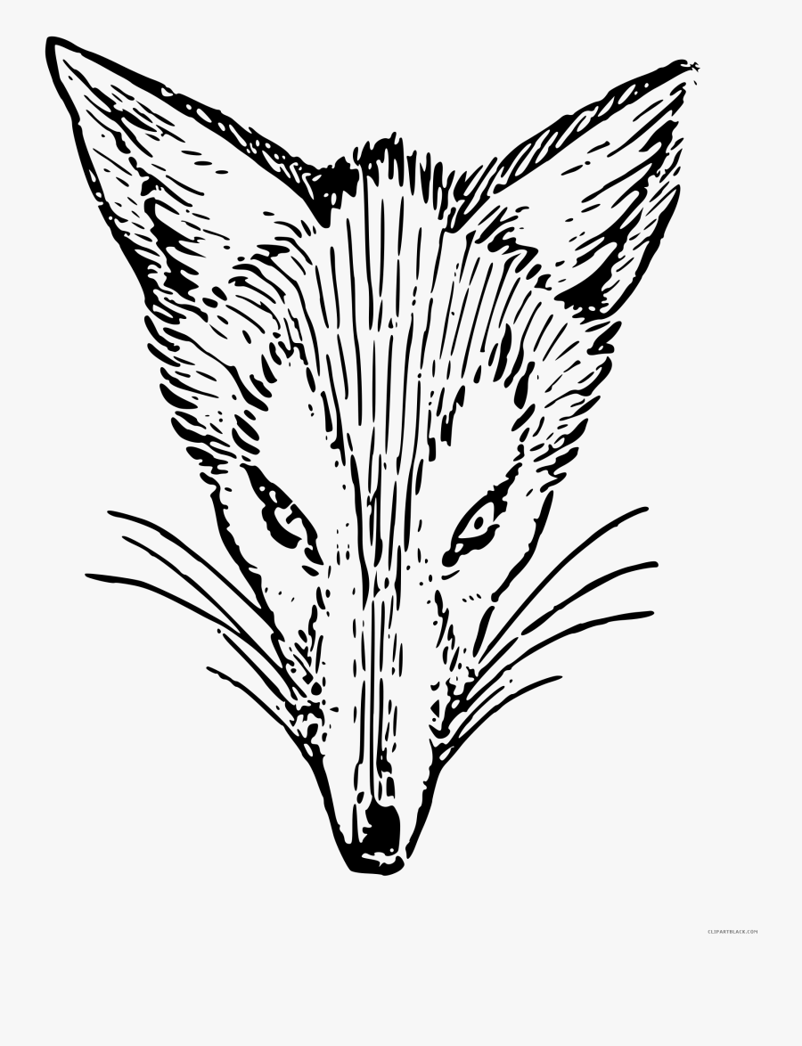 Fox Face Animal Free Black White Clipart Images Clipartblack - Fox Face Black Clipart, Transparent Clipart