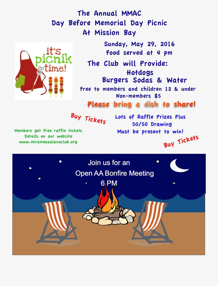 2016 Memorial Weekend Picnic - Picnic Clip Art, Transparent Clipart