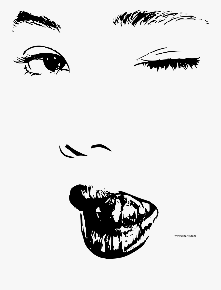 Black Color Minimalistic Face With Graphite Pencils - Illustration, Transparent Clipart