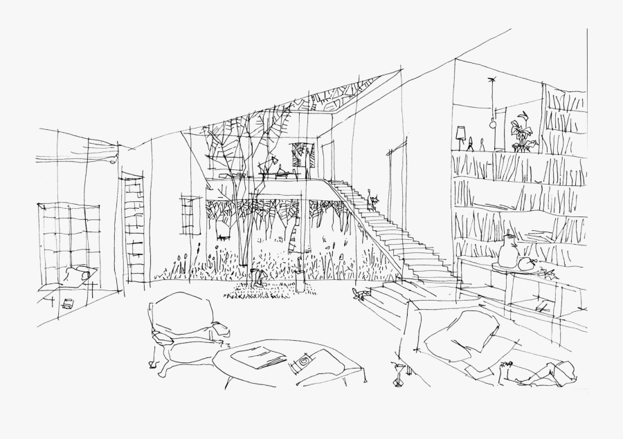 Clipart Transparent Library Collection Of Free Copic - Le Corbusier Interior Sketch, Transparent Clipart