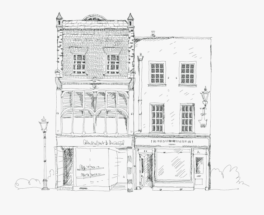 Town Shop Drawing, Transparent Clipart