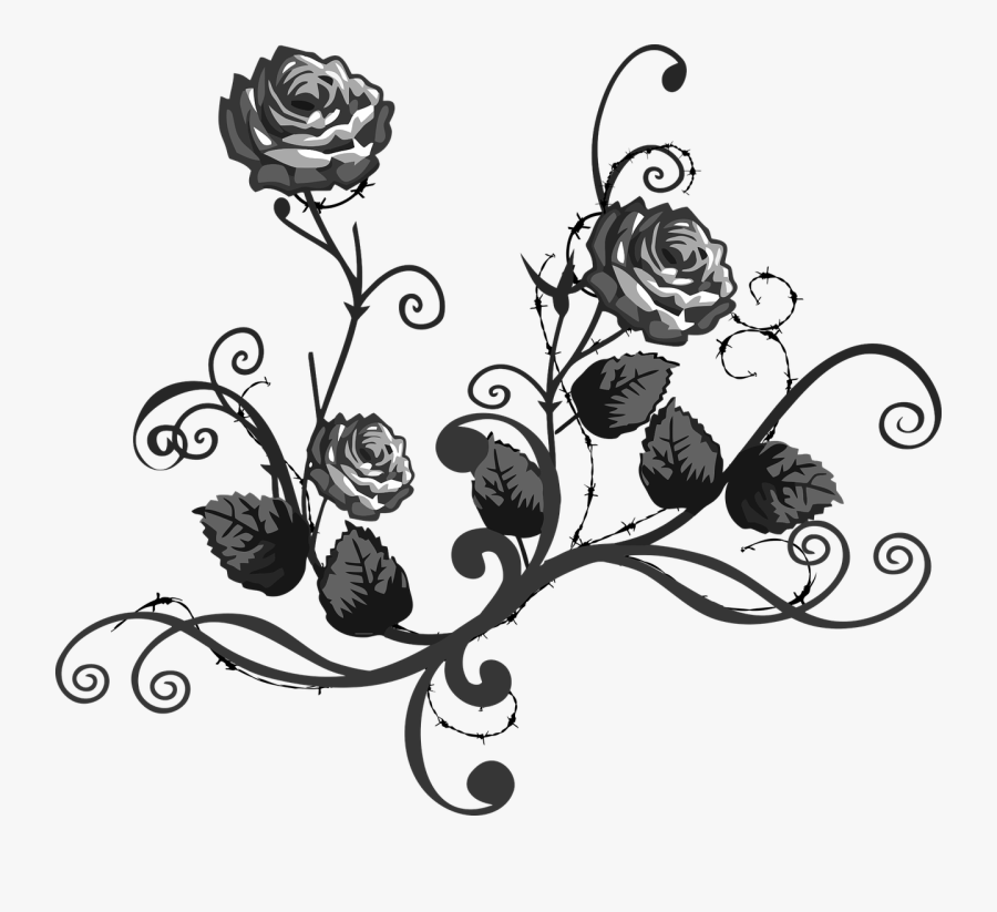 Stem Clipart Black And White - Transparent Clipart Black And White Flower, Transparent Clipart