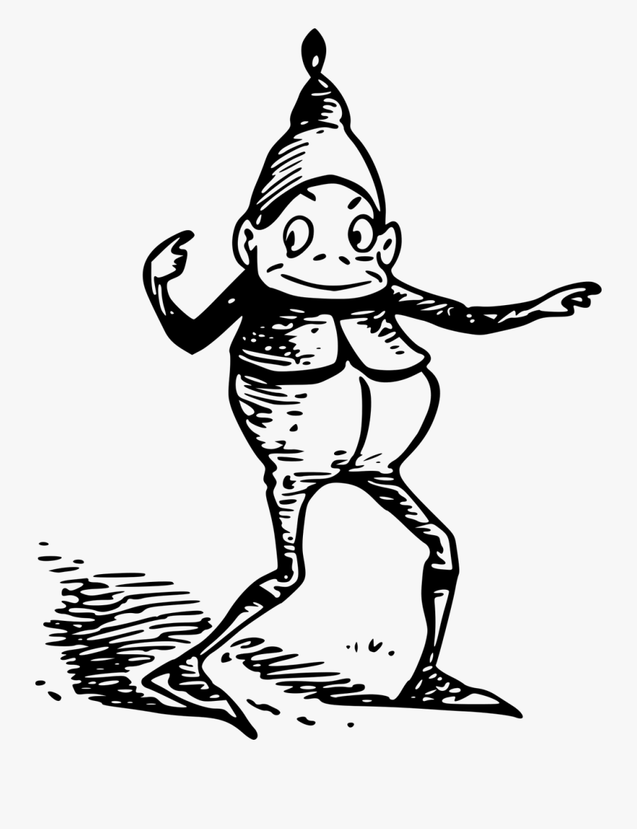 Christmas Elf Drawing Fairy Tale Gnome Cc0 - Gnome In Black And White, Transparent Clipart