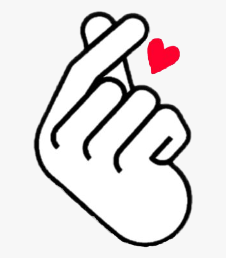 #love #heart #korea #korean #style #white #black #red - Finger Heart Clip Art, Transparent Clipart