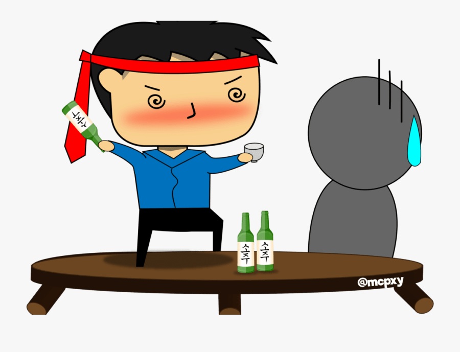 Transparent Alcohol Clipart - People Drinking Soju Art, Transparent Clipart