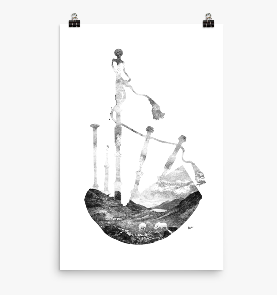 Bagpipe Mockup - Sketch - Monochrome, Transparent Clipart
