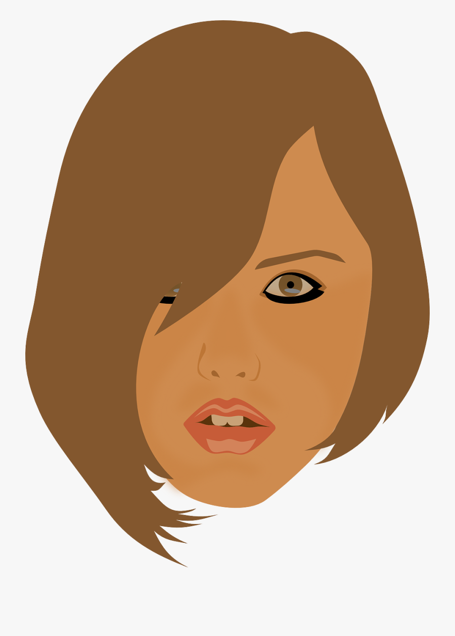 Beauty Brunette Face Girl Head Png Image - Brown Hair, Transparent Clipart