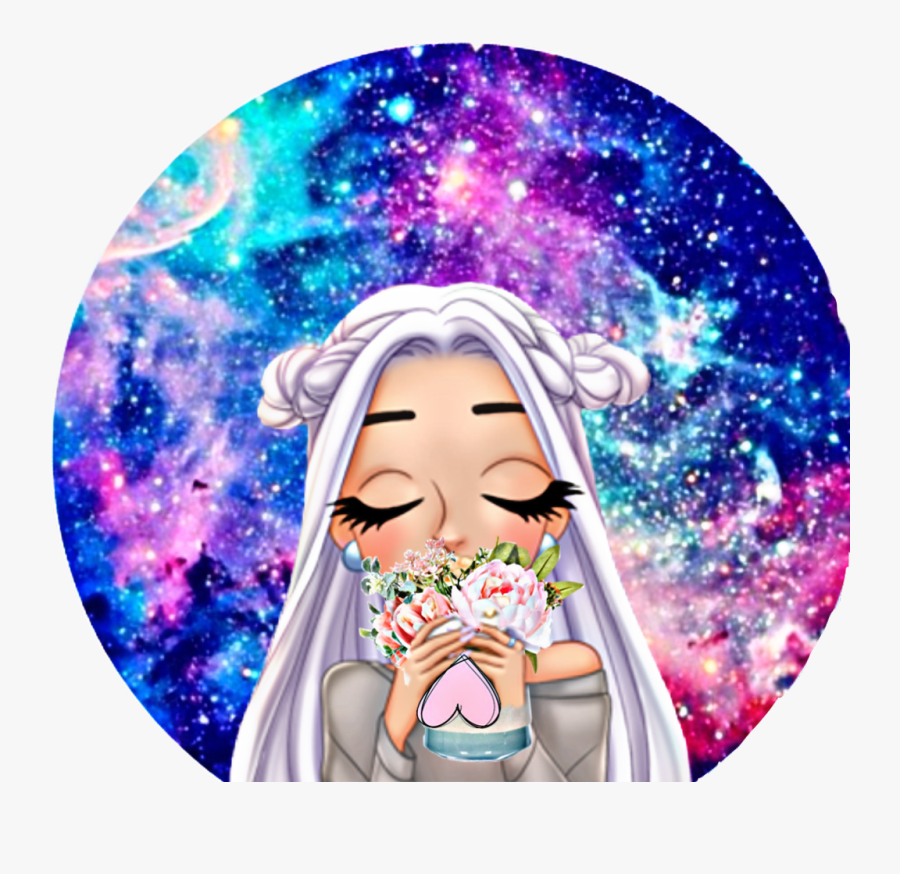 #girl #smelling #flowers #cartoon #art #drawing #galaxy - Illustration, Transparent Clipart