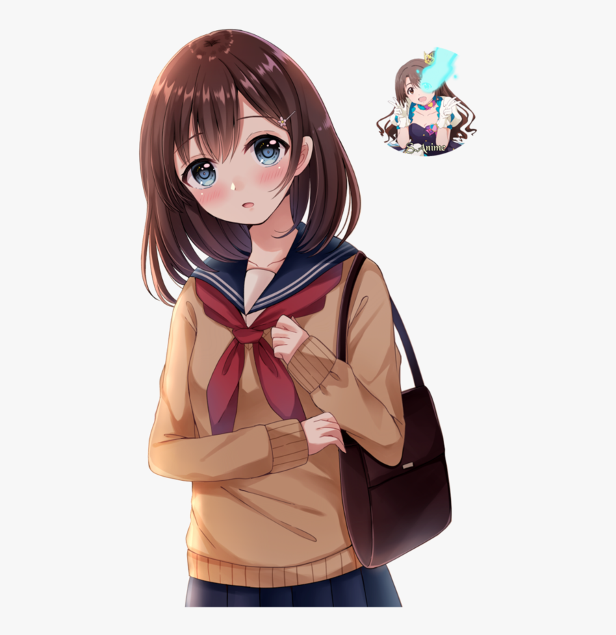 Anime School Girl Render By Bunnysa - Cartoon, Transparent Clipart