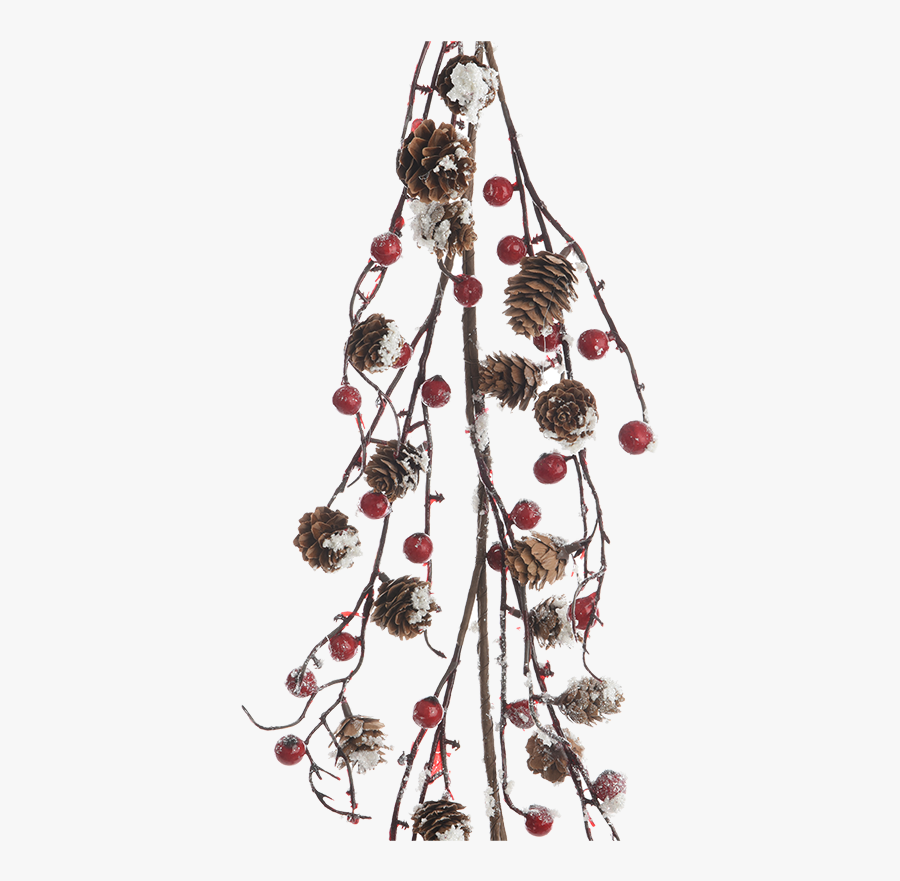 Berry Garland With Pine Cones And Snow - Chokecherry, Transparent Clipart