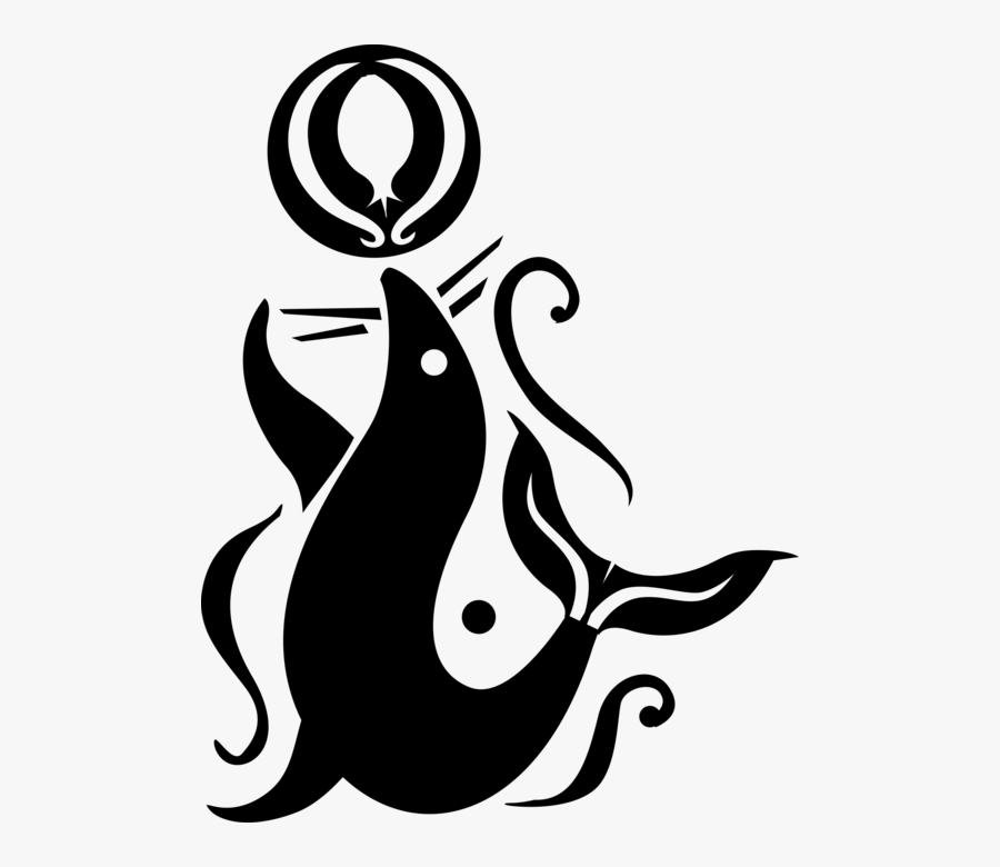 Vector Illustration Of Harbor Seal Performs With Beach - Circus, Transparent Clipart