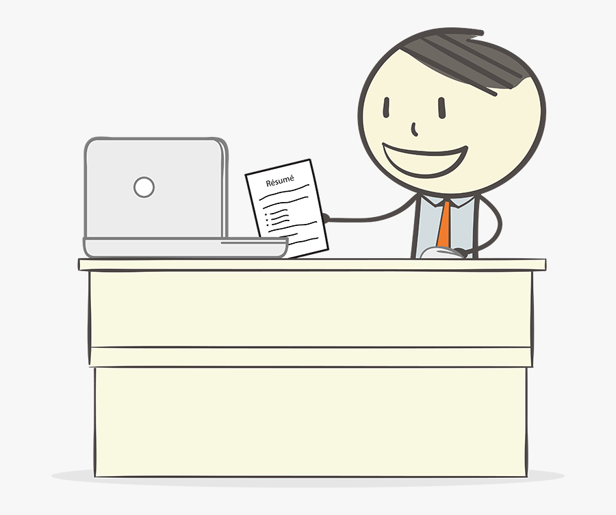 Graphic Of Ben Sitting At A Desk And Applying Online - Cartoon, Transparent Clipart