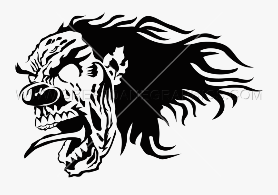 Black And White Printed T-shirt Evil Clown Clip Art - Evil Clown, Transparent Clipart