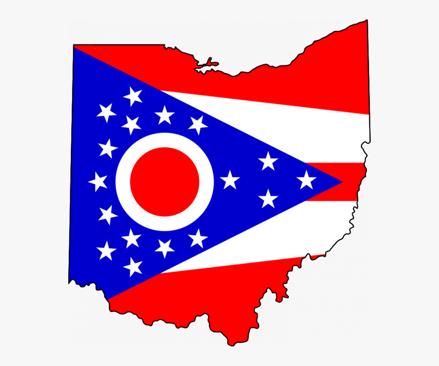 The Map Of Ohio With The Ohio Flag Coloring It In, - Ohio State Flag Map, Transparent Clipart