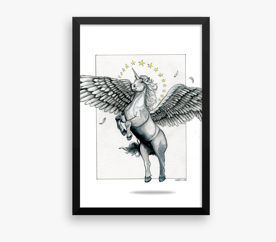 Magical Flying, Star Haloed, Silver Alicorn Fine Art - Picture Frame, Transparent Clipart