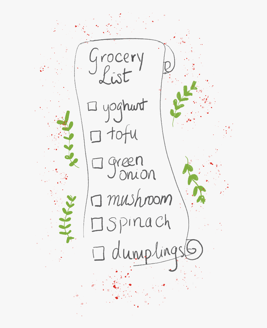 Grocery List Illustration With Shopping Items - Handwriting, Transparent Clipart