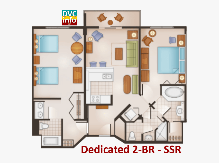 Disney S Saratoga Springs - Saratoga Springs 2 Bedroom Floor Plan, Transparent Clipart