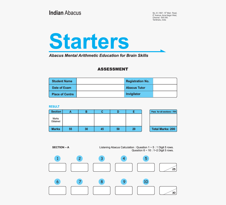 Sip Abacus Question Paper For Class 1, Transparent Clipart